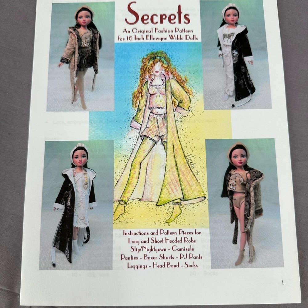 Secrets 16" Ellowyne Wilde Doll Sewing Pattern Robe Lingerie Pajamas Leggings